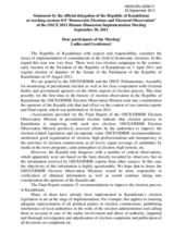 Statement by the official delegation of the Republic of Kazakhstan at working sessions 8-9: &ldquo;Democratic Elections and Electoral Observation&rdquo;