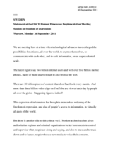 Statement by Sweden at the OSCE Human Dimension Implementation Meeting