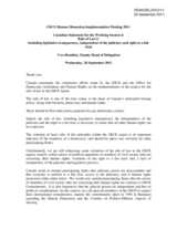 Canadian Statement for the Working Session 4:  Rule of Law I, Including legislative transparency, independent of the judiciary and right to a fair trial
