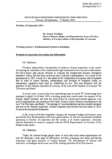 Statement from the Republic of Armenia on freedom of expression, free media and information