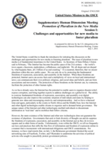 Session 1, Statement on Challenges and Opportunities for New Media to Foster Pluralism