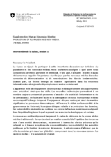 Session 1, Statement by Switzerland