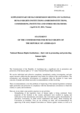 Statement of the Commissioner for Human Rights of Azerbaijan