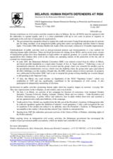 Belarus: Human rights defenders at risk. Statement by the Belarusian Helsinki Committee