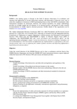 Afghanistan, Election Support Team Recruitment, Terms of Reference: Head of Mission