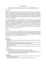 Afghanistan, Election Support Team Recruitment, Terms of Reference: Complaints and Appeals Analyst