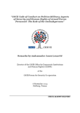 Remarks by Ambassador Janez Lenarčič at the OSCE Forum for Security Co-operation Remarks by Ambassador Janez Lenarčič at the OSCE Forum for Security Co-operation