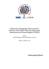 Address by Ambassador Janez Lenarčič at the 989th Meeting of the Permanent Council, Vienna, 13 March 2014 Address by Ambassador Janez Lenarčič at the 989th Meeting of the Permanent Council, Vienna, 13 March 2014