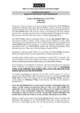 Observation of Early Presidential Election in Ukraine, 25 May 2014: Information Sheet for Short Term Observers