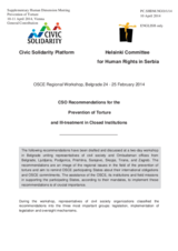 CSO Recommendations for the Prevention of Torture and Ill-treatment in Closed Institutions