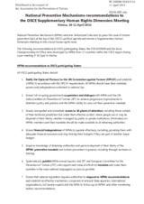 National Preventive Mechanisms Recommendations to the OSCE SHDM