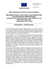 EU Closing Statement on the Implementation of the Action Plan on Improving the Situation of Roma and Sinti
