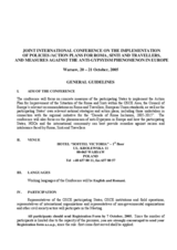 General Guidelines: Conference on the Implementation of Policies for Roma and Sinti and Measures Against anti-Gypsism”,  Warsaw, 20 – 21 October, 2005
