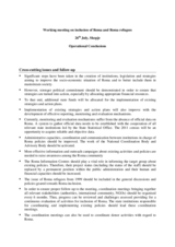 Best Practices for Roma Integration - Conclusions of Conferences on Roma Integration: Skopje, 26 July 2011