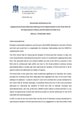 Statement by Romania on the Implementation of the Action Plan on Improving the Situation of Roma and Sinti, 7-8 November 2013