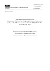 Statement by Mr. Asmet Elezovski on the Implementation of the Action Plan on Improving the Situation of Roma and Sinti, 7-8 November 2013
