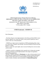 Statement by UNHCR on the Implementation of the Action Plan on Improving the Situation of Roma and Sinti” 7-8 November 2013