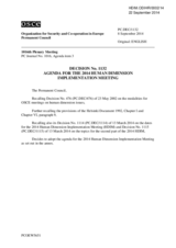 AGENDA FOR THE 2014 HUMAN DIMENSION IMPLEMENTATION MEETING