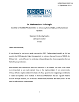Statement for Opening Session of OSCE Parliamentary Assembly