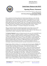 United States Mission to the OSCE Opening Plenary Statement