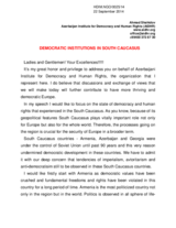 DEMOCRATIC INSTITUTIONS IN SOUTH CAUCASUS