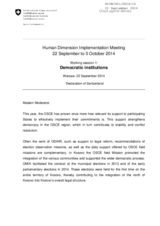 Declaration of Switzerland during working session 1