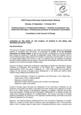 Council of Europe Contribution to the Working session 2: Fundamental freedoms I