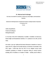 Statement for Working Session 2 by Dr. Mehmet Sevki Kulkuloglu