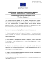 Statement by European Union for Working Session 1