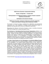 Contribution of the Council of Europe to Working Session 3: Fundamental freedoms, including: Freedom of peaceful assembly and association