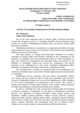Activity of Azerbaijani Ombudsman in the field of Human Rights
