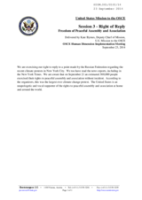 Right of Reply: to Russian Federation regarding the recent climate protests in New York City