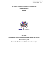 Strengthening the Human Dimension and the Helsinki +40 Process