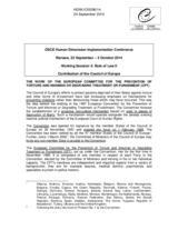 Contribution of the Council of Europe, Working Session 4