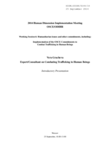 Implementation of the OSCE Commitments to Combat Trafficking in Human Beings, Introductory Presentation
