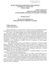 The role of the Ombudsman in Fight against Human Trafficking in Azerbaijan
