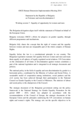 Statement by the Republic of Bulgaria on Tolerance and non-discrimination I
