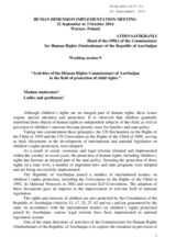 Activities of the Human Rights Commissioner of Azerbaijan in the field of protection of child rights