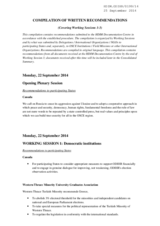 Compilation of Written Recommendations (Working sessions 1-3)