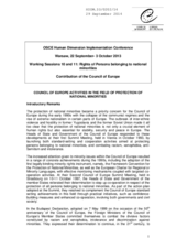 Council of Europe activities in the field of protection of national minorities