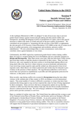 Statement by the United States Mission to the OSCE