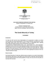 The Greek Minority in Turkey. Statement