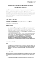 Compilation of Written Recommendations (Working Sessions 8-11)