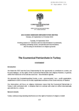 The Ecumenical Patriarchate in Turkey:  STATEMENT