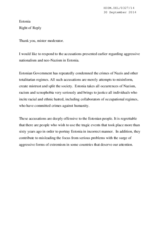 Delegation of Estonia- Right of Reply