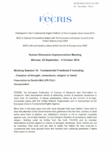 Freedom of thought, conscience, religion or belief:  Presentation by Daniele Muller-Tulli, Vice-chair