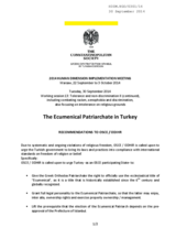 The Ecumenical Patriarchate in Turkey:  RECOMMENDATIONS TO OSCE / ODIHR