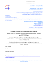 Freedom of thought, conscience and religion: Challenges and Perspectives.  APPEAL TO RELEASE ADVENTIST PASTOR ABDUCTED DURING CHURCH SERVICE IN EAST UKRAINE