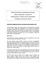 EUROPEAN COMMISSION AGAINST RACISM AND INTOLERANCE (ECRI)