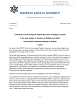 Contribution of the European Raelian Movement of Religion or Belief in the case studies on Freedom of Religion and Belief at the Human Dimension Meeting in Warsaw in 2014